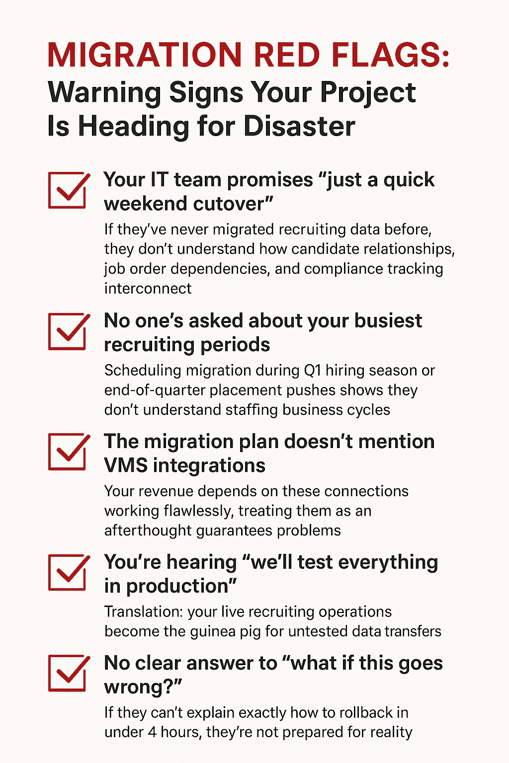 checklist of migration red flags.