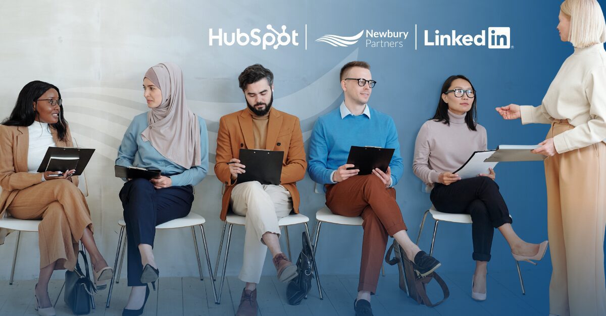 Job candidates waiting for interviews at company using HubSpot LinkedIn integration for recruitment process.